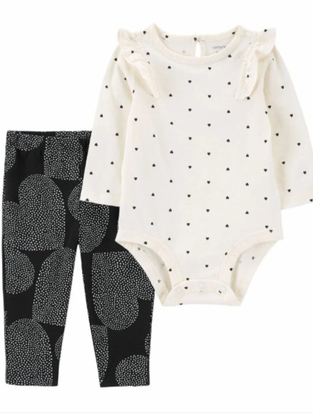 NWT Carter's Baby Girl 2-Piece Bodysuit & Pant Set – Black & white 3 months - Picture 2 of 15
